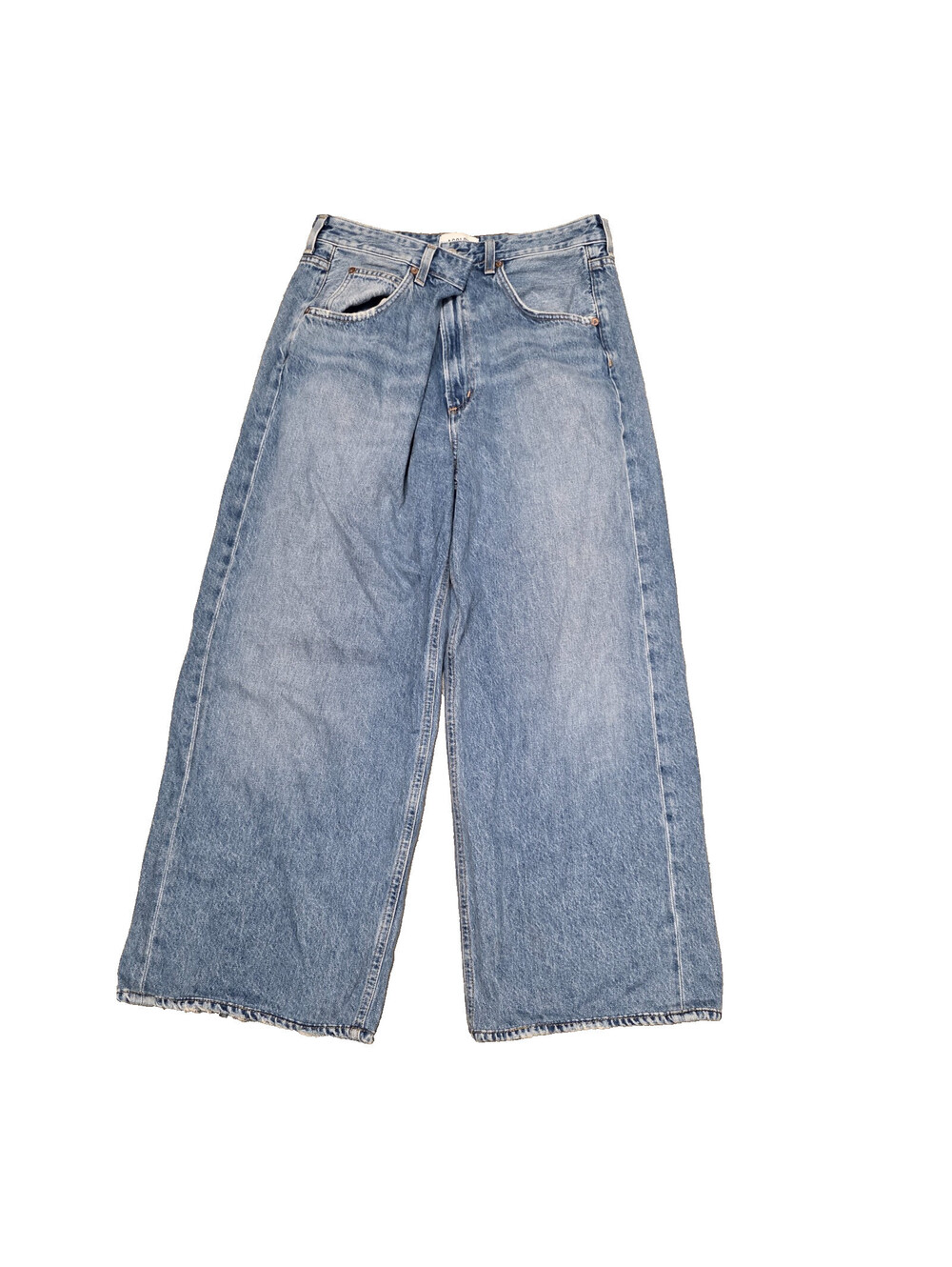 Agolde Vana Fold Wide Leg Jeans Jean Leg Denim JEANS IN Light Blue 28x26